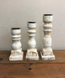 White Wooden Candle Holder--SMALL